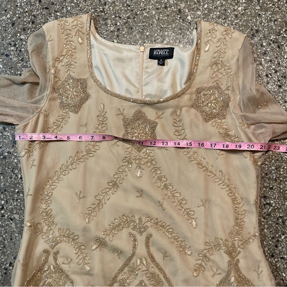 Adrianna Papell Cream Embellished Maxi Dress Size 18 Long Sleeve - Picture 14 of 16